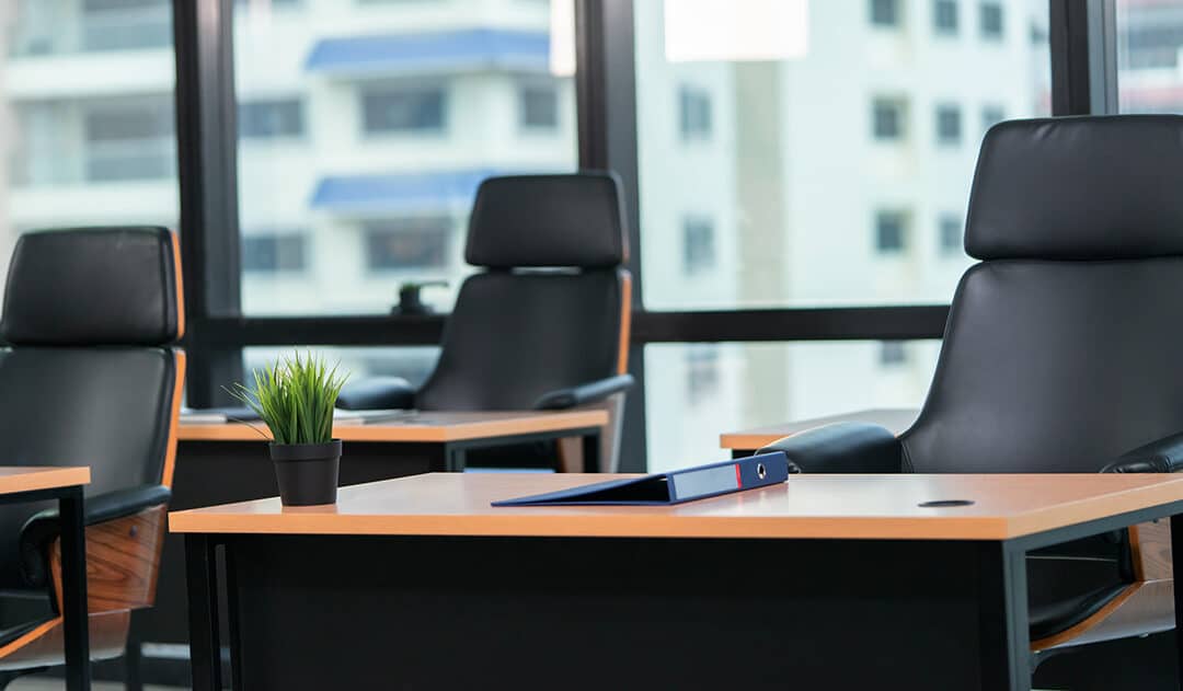 Desks and chairs in a business office